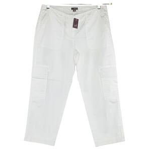 J JILL Cargo Cropped Pants 6P Petite White Stretch Lightweight Pockets Capri NWT